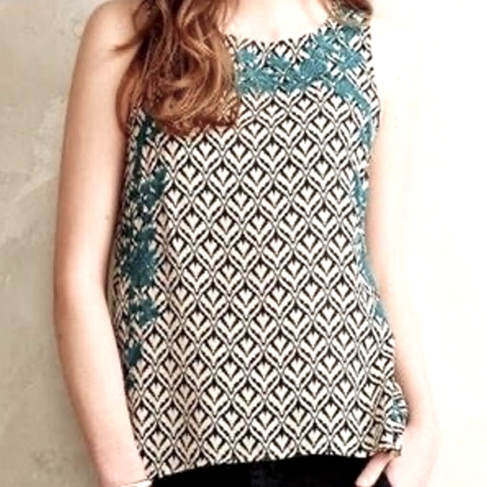 THML Anthropologie Embroidered Tank Top